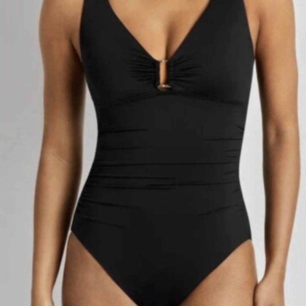 Ralph Lauren Ring Black One-Piece Swimsuit NWT